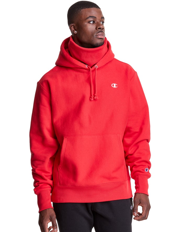 Champion Mens Hoodie NZ - Defender Series Reverse Weave® With Two Detachable Scarferchief™ Masks Red